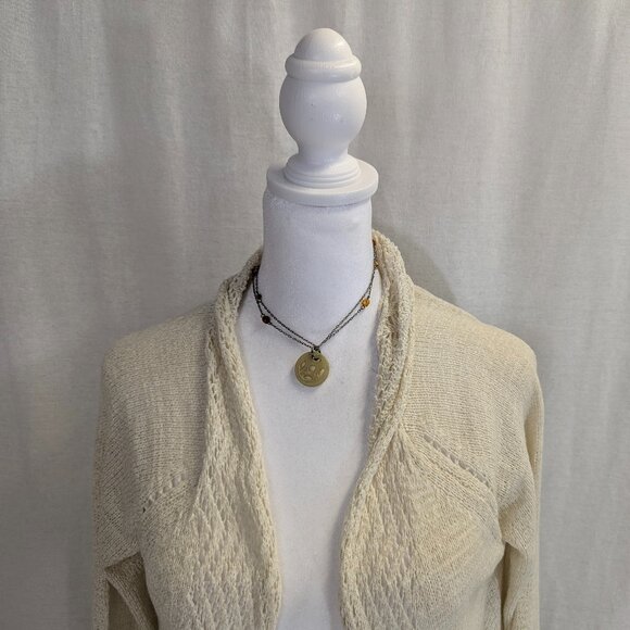Keren Hart Size Small Cream Colored Open Weave Cardigan - Picture 3 of 13